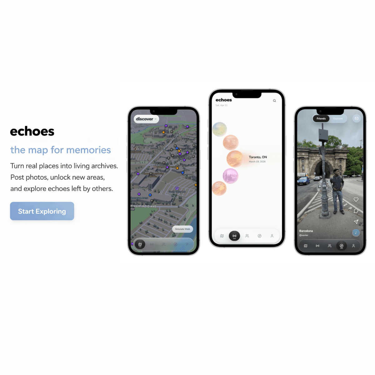 Echoes social map product mockups